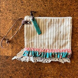 Cream and Pink Wristlet